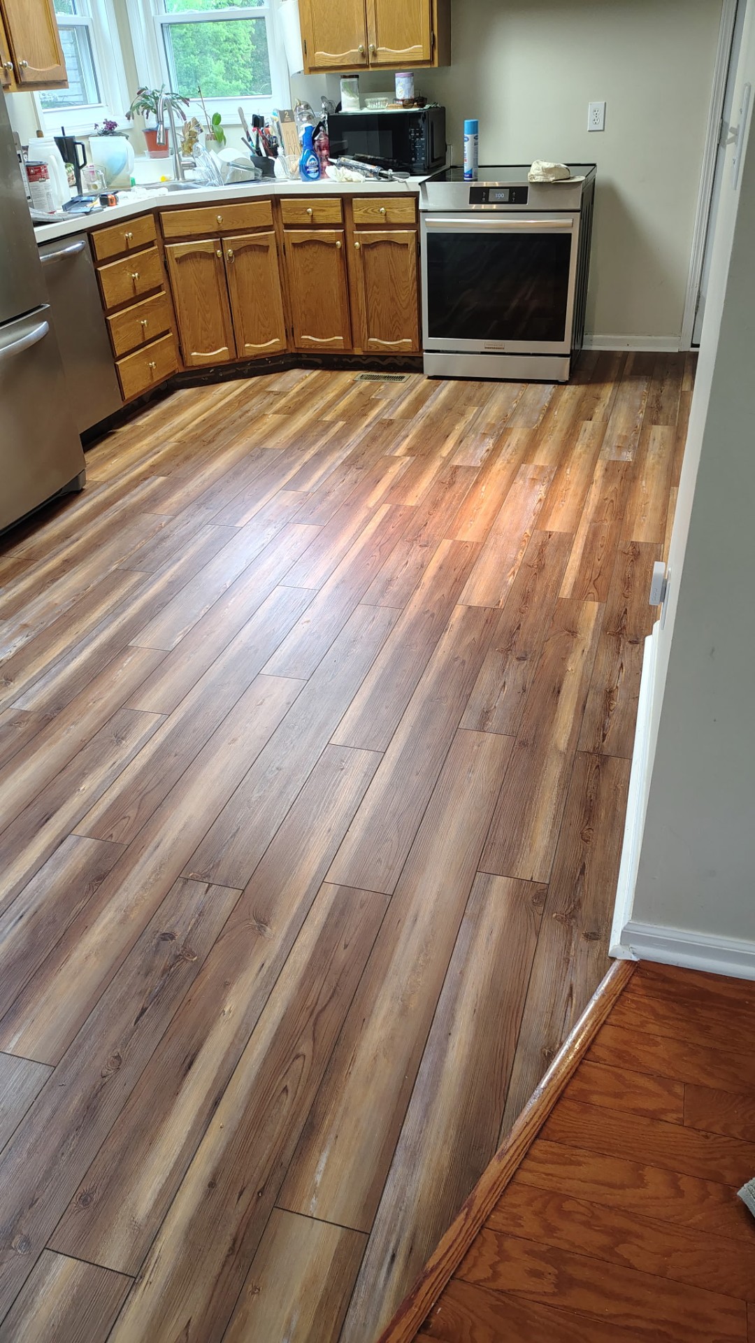 Luxury vinyl plank kitchen flooring