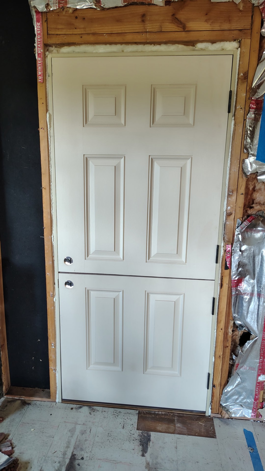 Dutch door install — interior