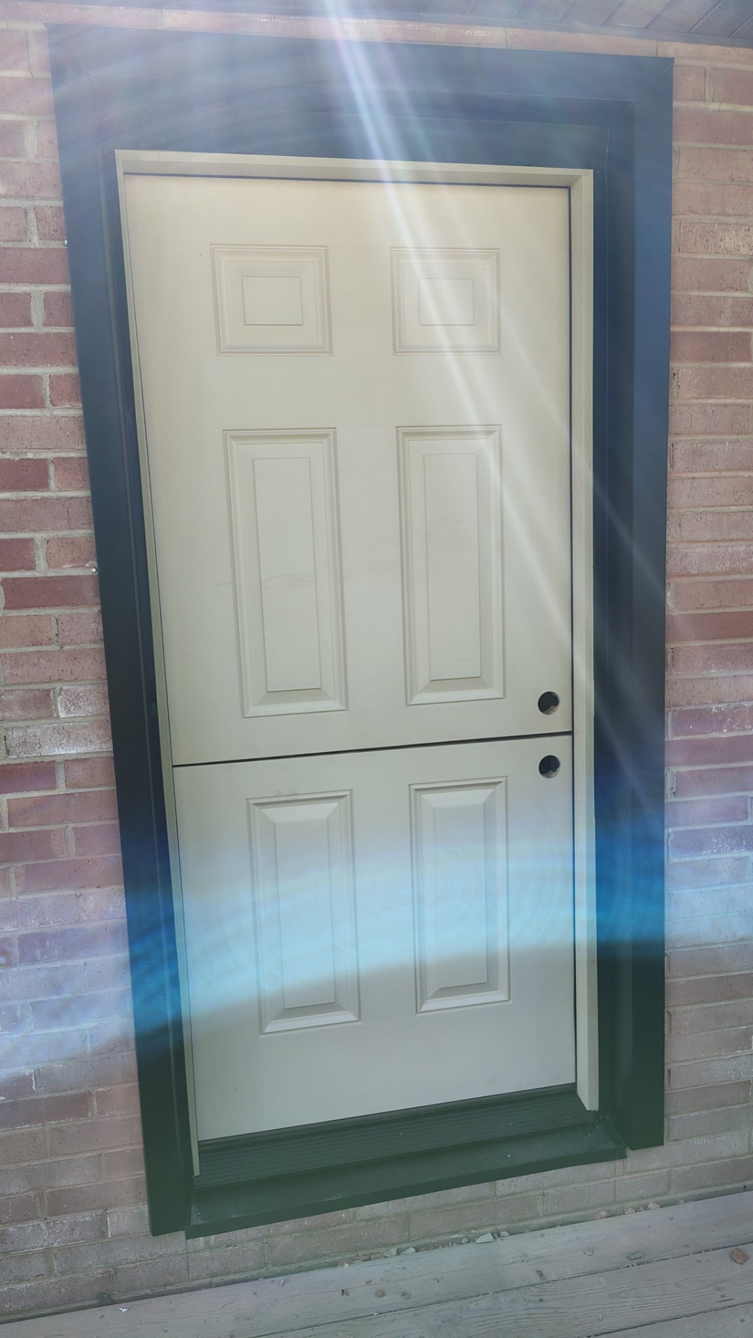 Dutch door install — exterior