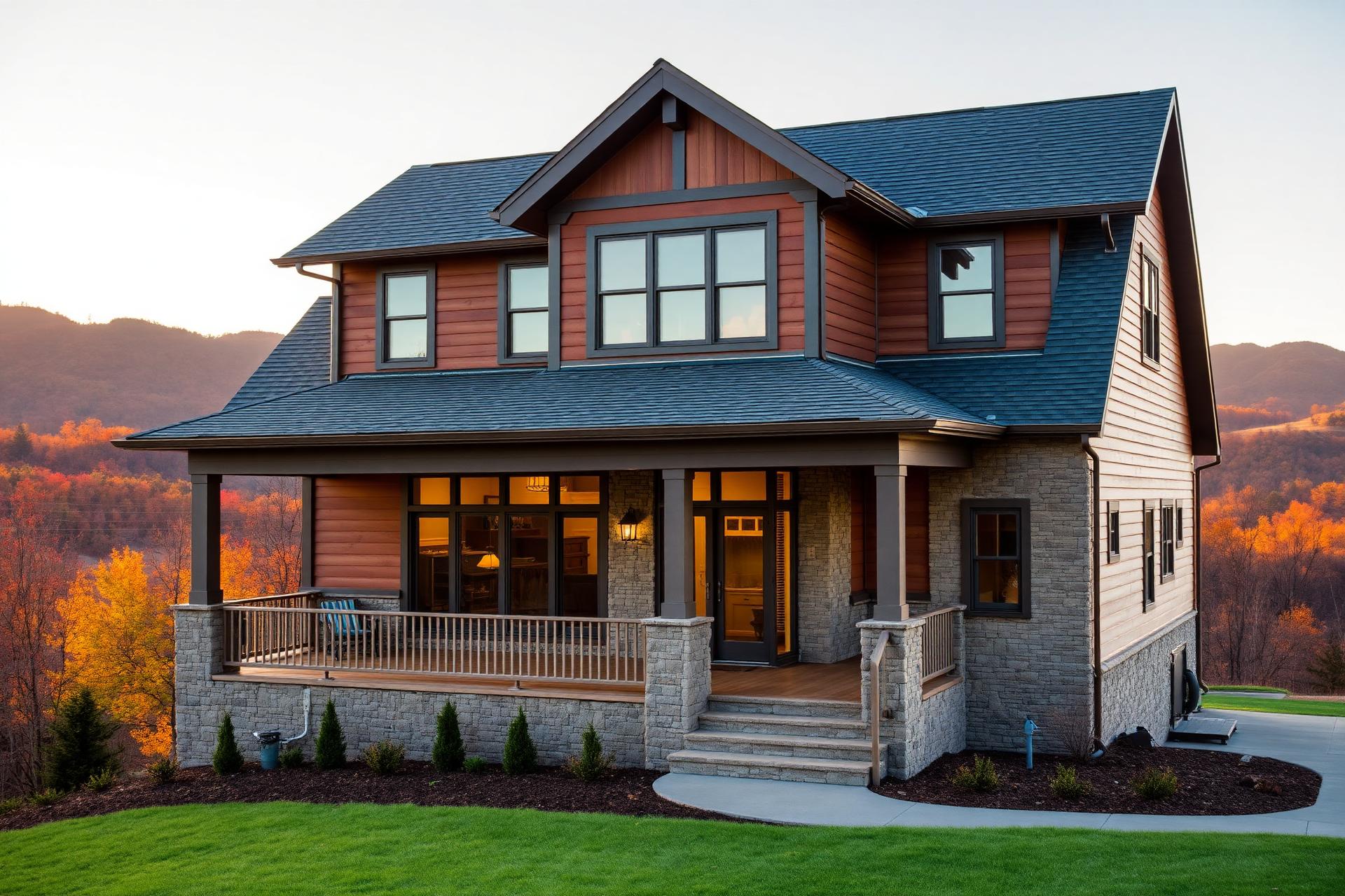 Craftsman home in East Tennessee at golden hour